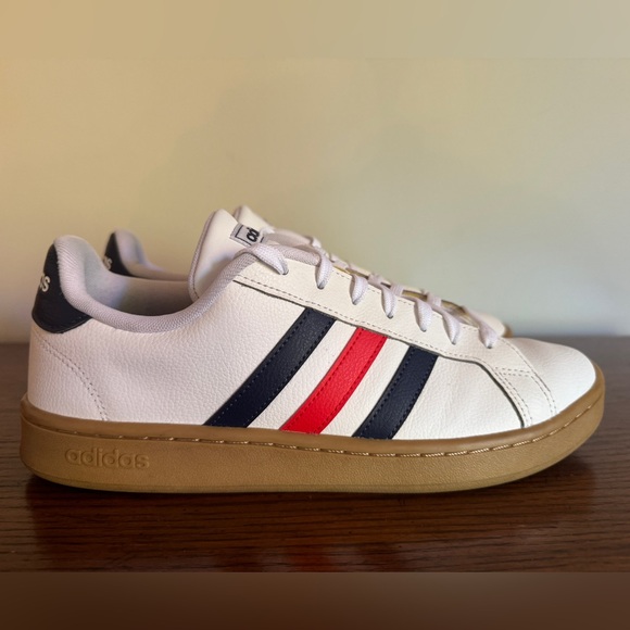 ADIDAS Men’s Grand Court Sneakers - Cloud White/Trace Blue/Active Red Size 10 - Picture 3 of 11